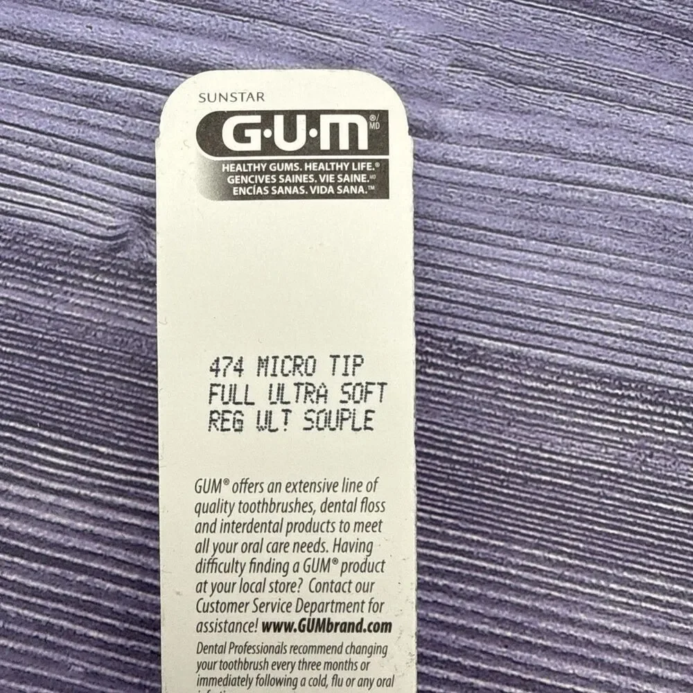 GUM Sunstar #474 Micro Tip FULL Head ULTRA SOFT Regular Toothbrush VTG RARE